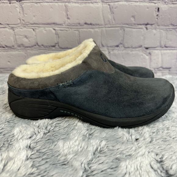 Merrell Shoes - Merrell Encore Ice India Ink Blue Slip On Clogs Women's Size 6 Suede Shearling